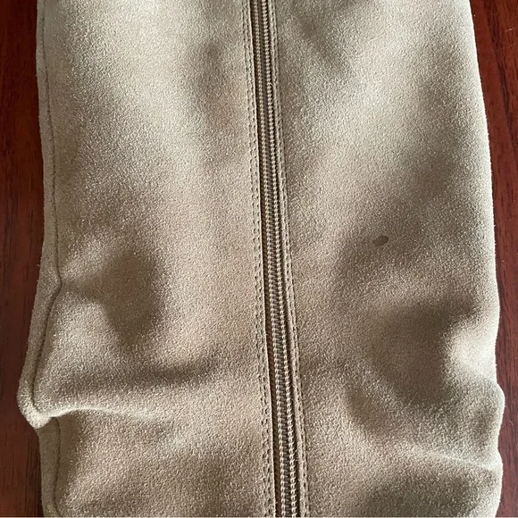 Levity Ursula Beige Suede Leather Scrunch Slouch knee High Block Heel Boots Sz 7 - Picture 7 of 10